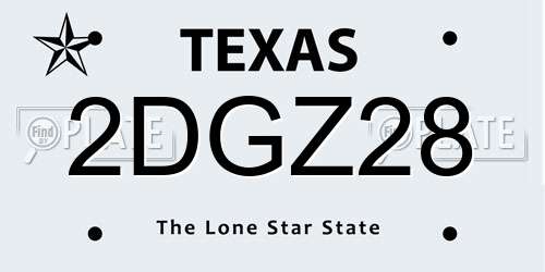 2DGZ28 Texas License Plate