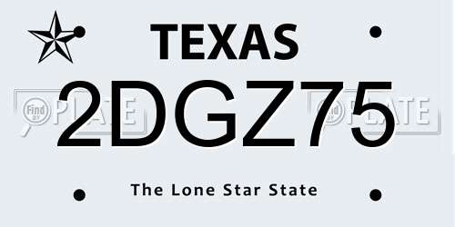 2DGZ75 Texas License Plate