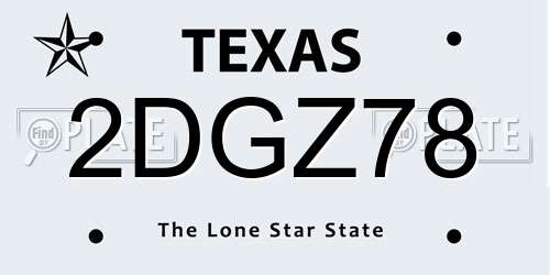 2DGZ78 Texas License Plate