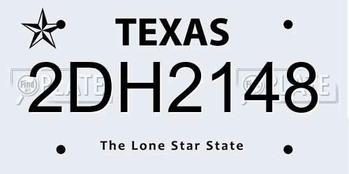 2DH2148 Texas License Plate