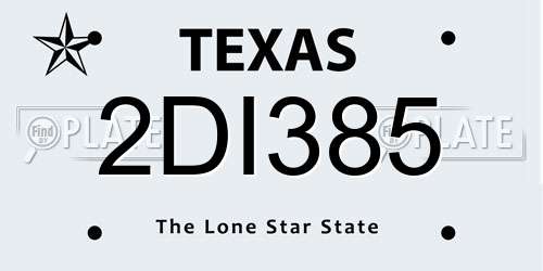 2DI385 Texas License Plate