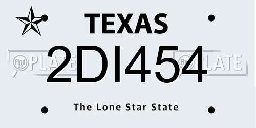 2DI454 Texas License Plate