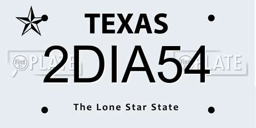 2DIA54 Texas License Plate