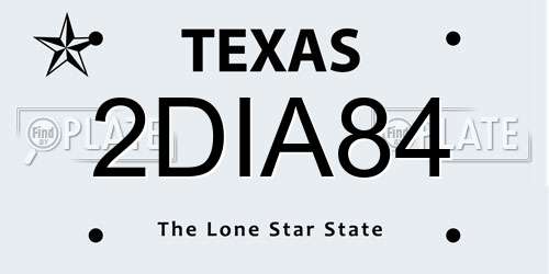 2DIA84 Texas License Plate