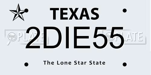 2DIE55 Texas License Plate
