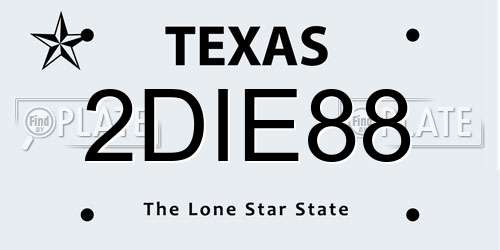 2DIE88 Texas License Plate