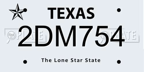 2DM754 Texas License Plate