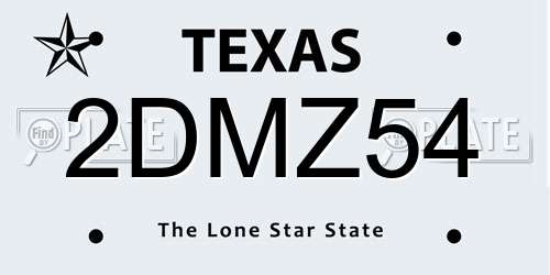 2DMZ54 Texas License Plate