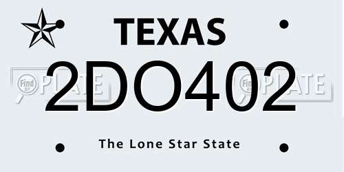 2DO402 Texas License Plate