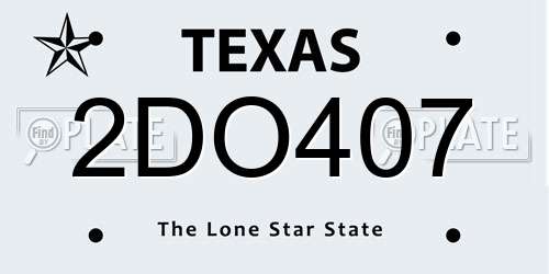2DO407 Texas License Plate