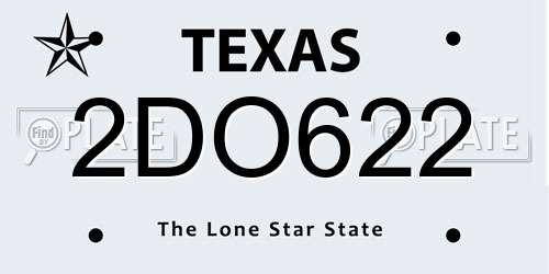 2DO622 Texas License Plate