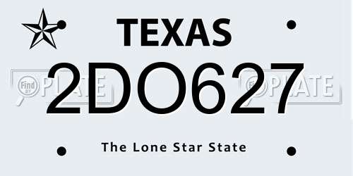2DO627 Texas License Plate