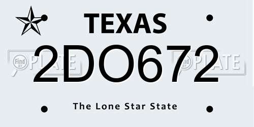 2DO672 Texas License Plate