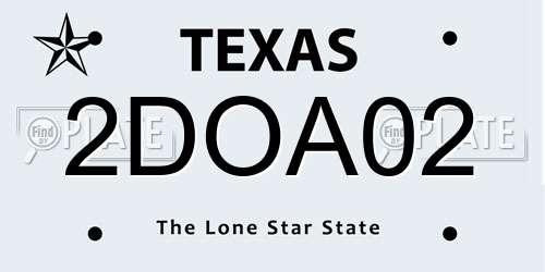 2DOA02 Texas License Plate