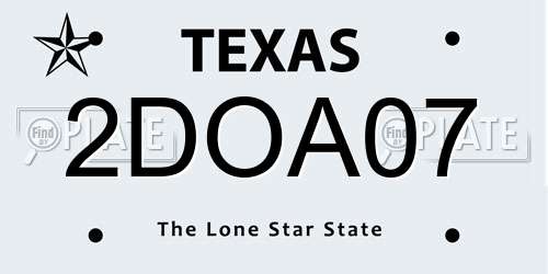 2DOA07 Texas License Plate