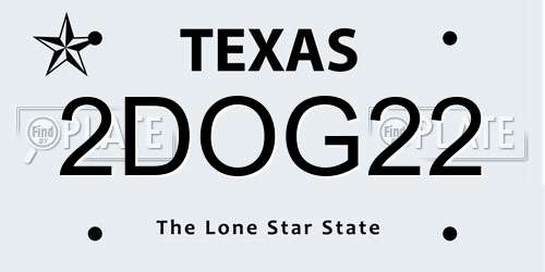 2DOG22 Texas License Plate
