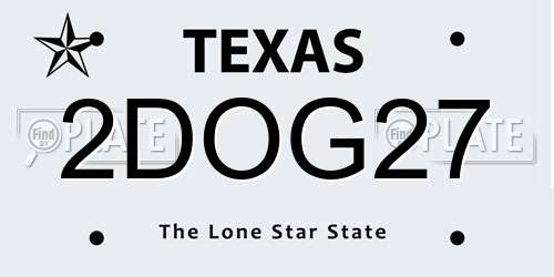 2DOG27 Texas License Plate