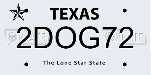 2DOG72 Texas License Plate