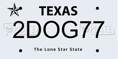 2DOG77 Texas License Plate
