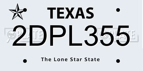 2DPL355 Texas License Plate