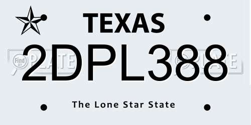 2DPL388 Texas License Plate