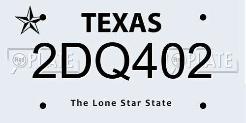 2DQ402 Texas License Plate