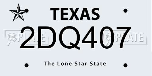 2DQ407 Texas License Plate