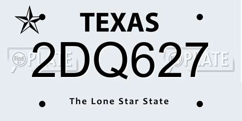 2DQ627 Texas License Plate