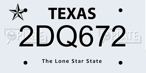 2DQ672 Texas License Plate