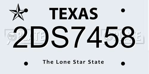 2DS7458 Texas License Plate
