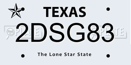 2DSG83 Texas License Plate
