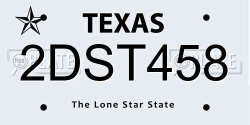2DST458 Texas License Plate