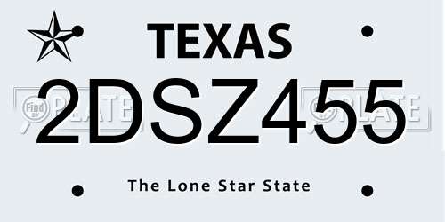 2DSZ455 Texas License Plate
