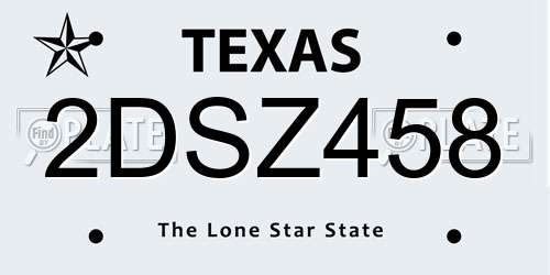 2DSZ458 Texas License Plate
