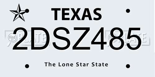 2DSZ485 Texas License Plate
