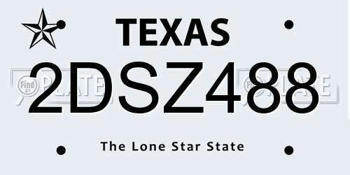 2DSZ488 Texas License Plate