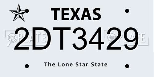 2DT3429 Texas License Plate