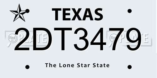 2DT3479 Texas License Plate