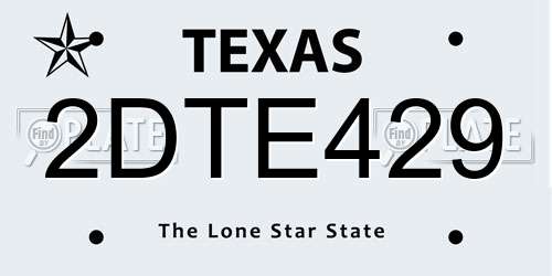 2DTE429 Texas License Plate