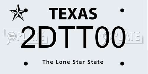2DTT00 Texas License Plate