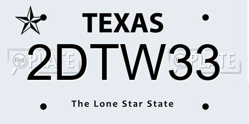 2DTW33 Texas License Plate