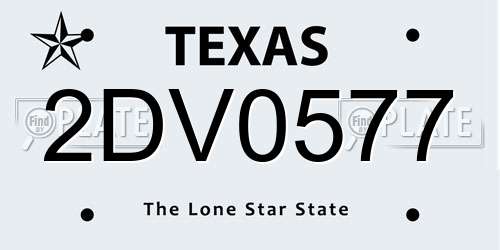 2DV0577 Texas License Plate