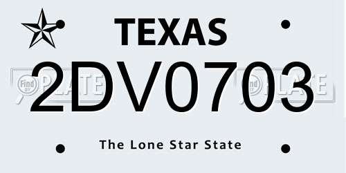 2DV0703 Texas License Plate