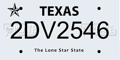 2DV2546 Texas License Plate