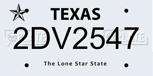 2DV2547 Texas License Plate