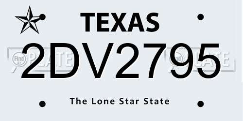 2DV2795 Texas License Plate