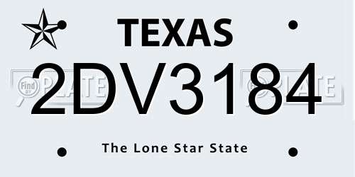 2DV3184 Texas License Plate