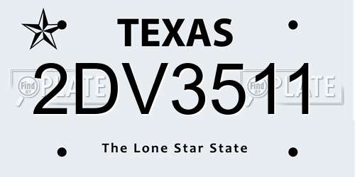 2DV3511 Texas License Plate