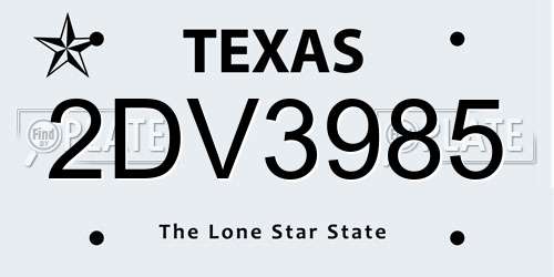 2DV3985 Texas License Plate