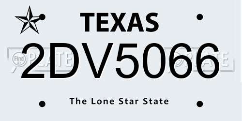 2DV5066 Texas License Plate